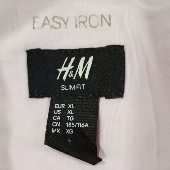 H&M MEN'S SHORT SLEEVE BABY PINK MEN'S DRESS SHIRT COTTON MIX SIZE XL - Picture 3 of 5